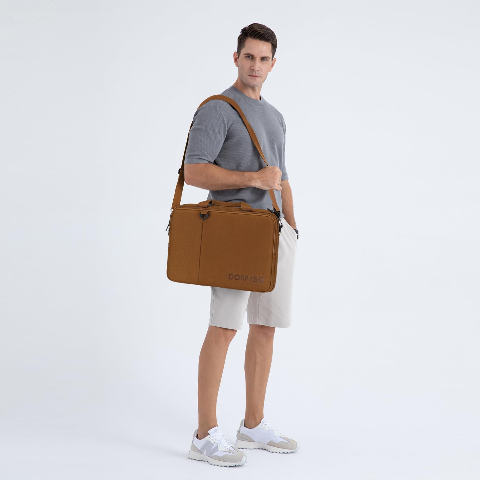 Domiso Laptop Briefcase 15,6 pollici borsa laptop marrone impermeabile