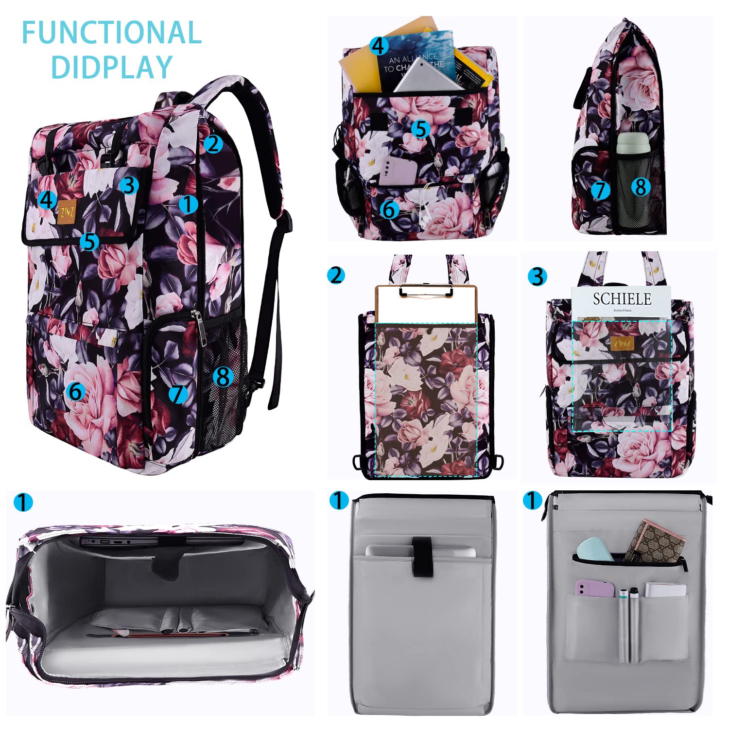 ZINZ Backpacks Penoy zaino laptop 15,6" espandibile 10-25 L
