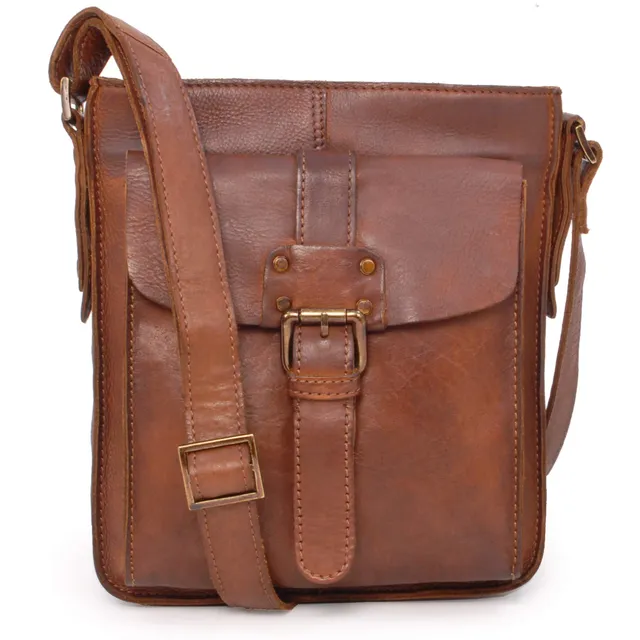 Ashwood Man Bags & Briefcases 7993 borsa a tracolla marrone chiaro in pelle