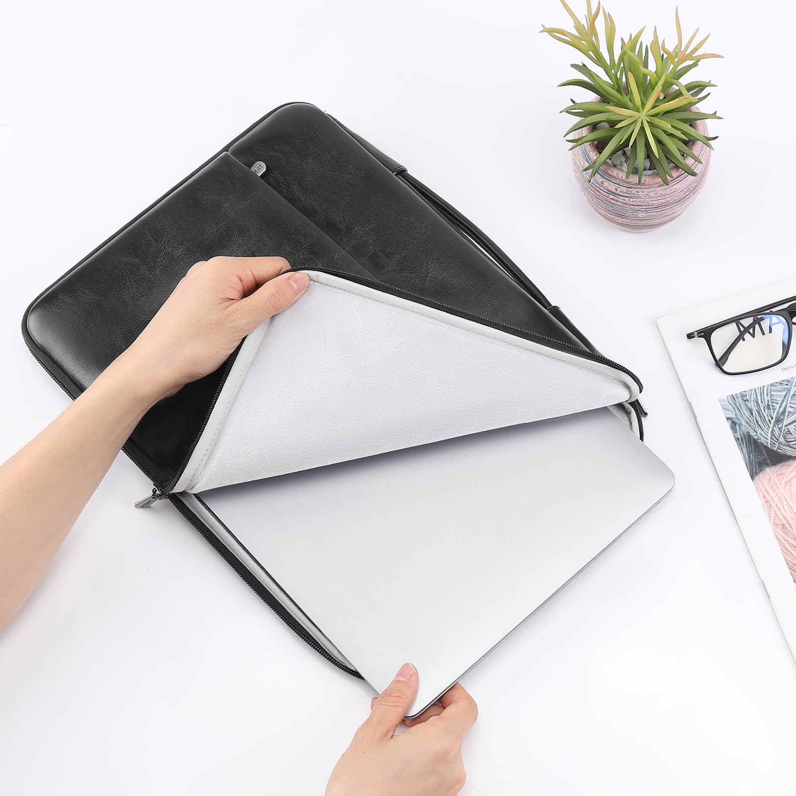 Domiso Laptop Sleeve 17,3 pollici custodia Nero impermeabile PU