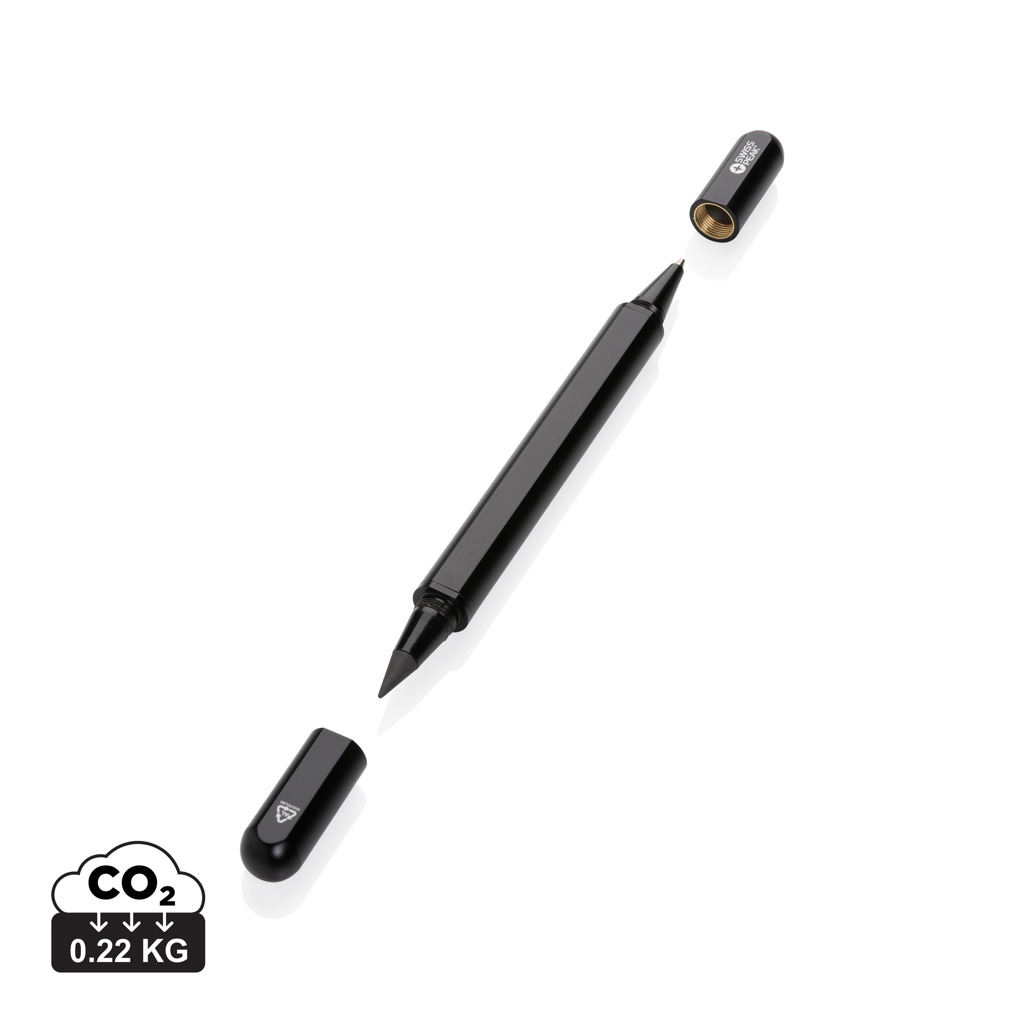 Swiss Peak Ufficio & Scrittura Storm penna doppia nera in alluminio riciclato RCS