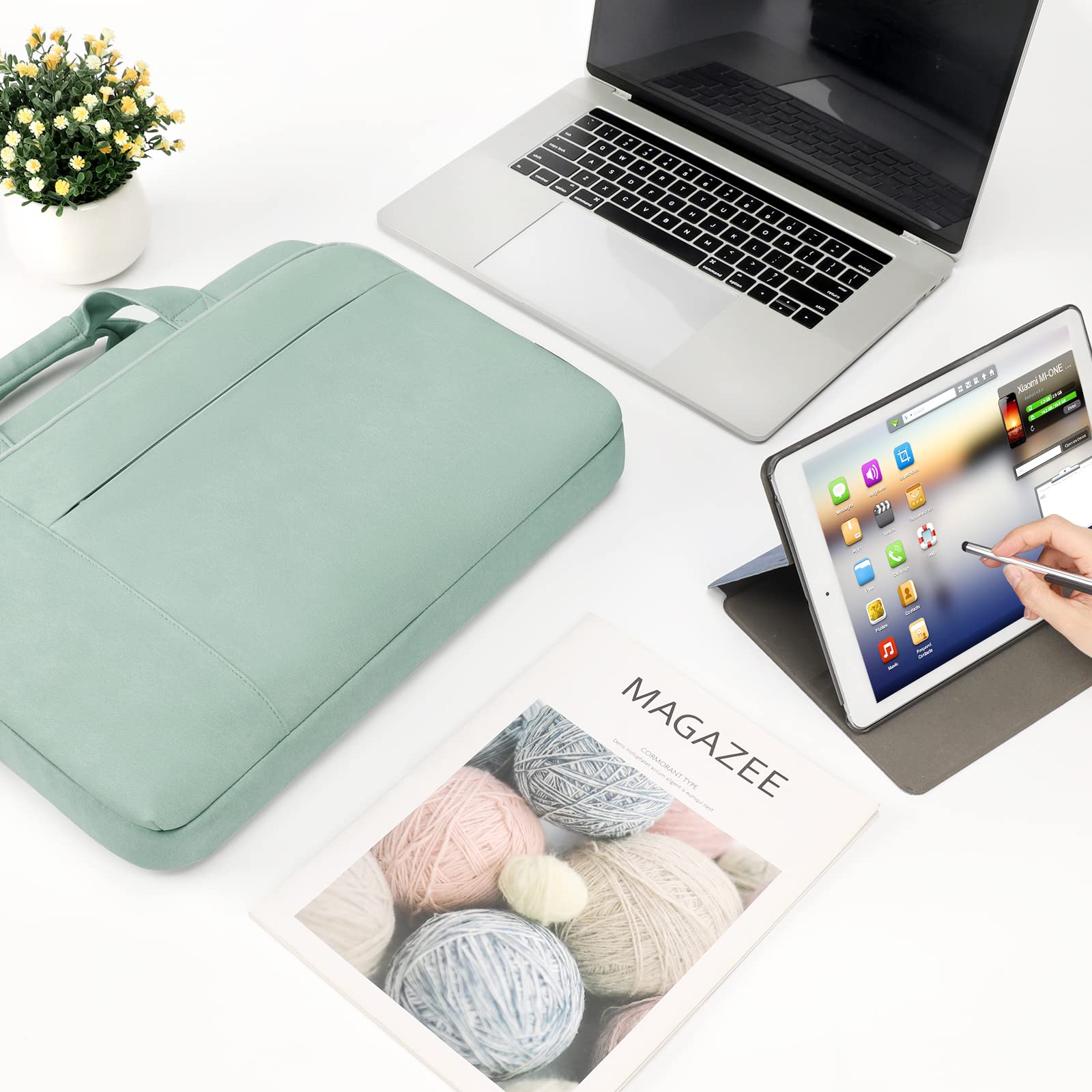 Domiso Laptop Briefcase 17,3 pollici borsa verde salvia impermeabile