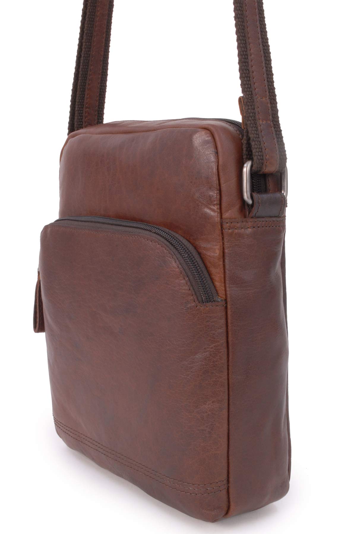 Ashwood Vera Pelle Vintage F-82 borsa messenger in pelle media