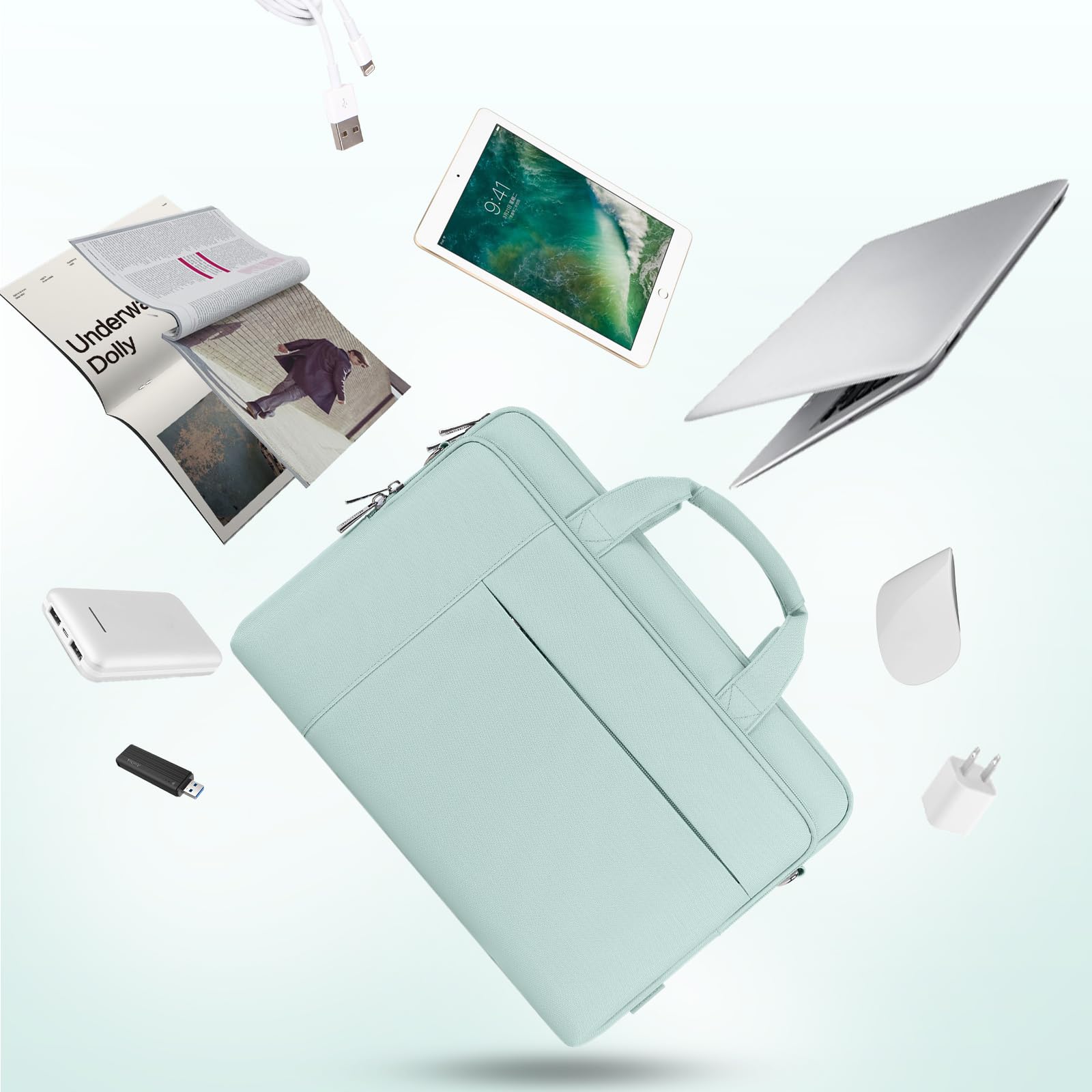 Domiso Laptop Briefcase 14 Pollici Borsa Laptop Impermeabile Verde Menta
