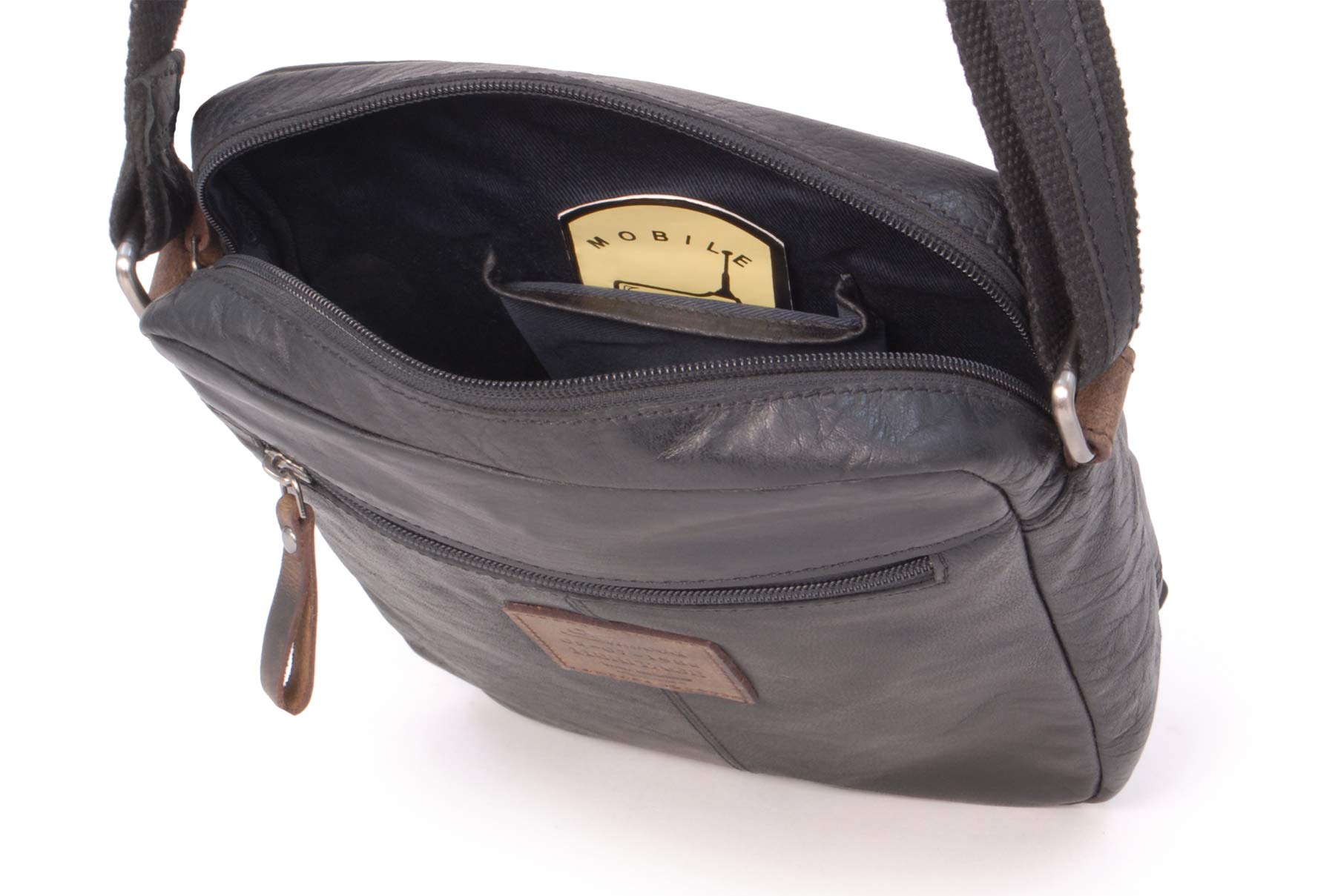 Ashwood Vera Pelle Vintage F-82 borsa messenger in pelle media