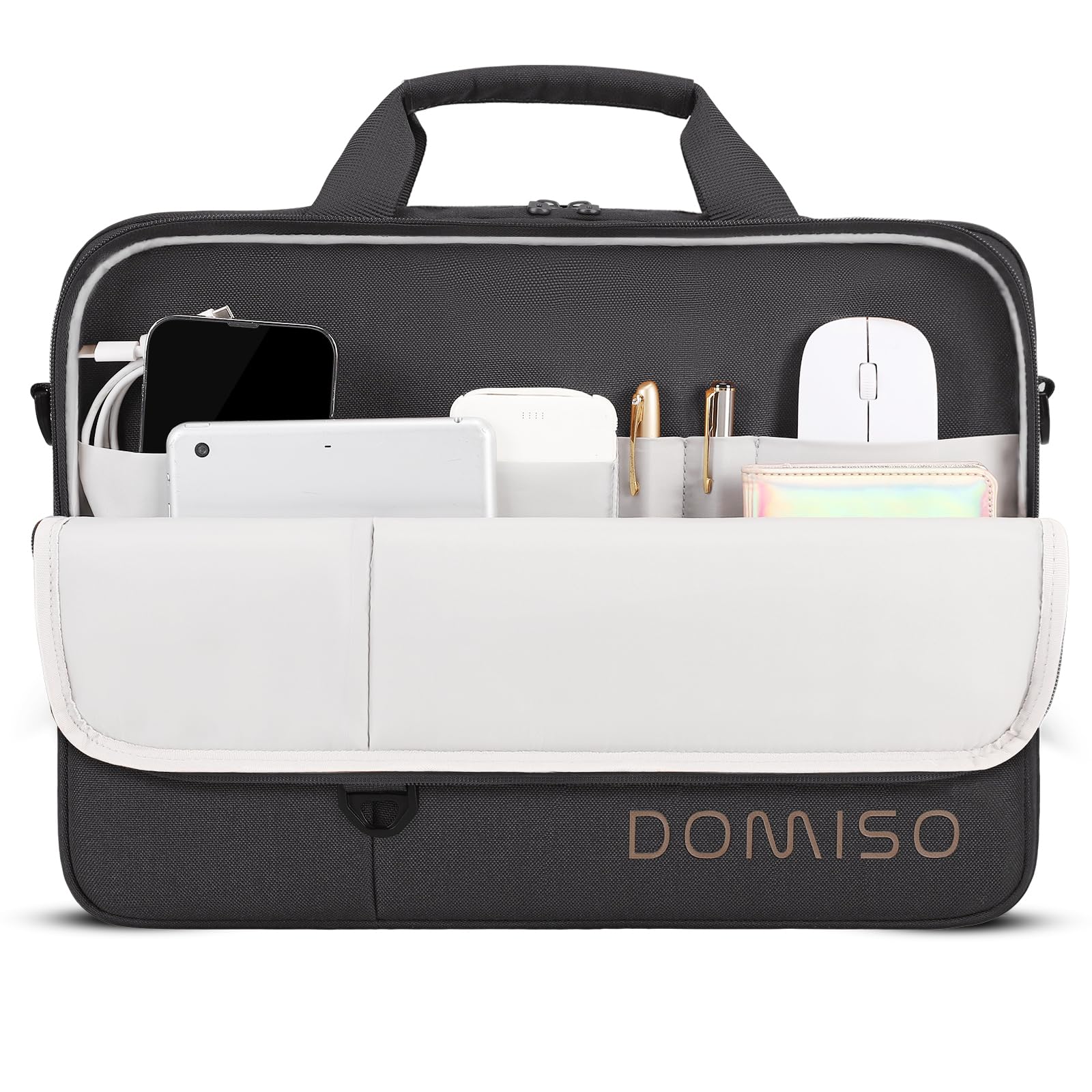 Domiso Laptop Briefcase 15,6 pollici borsa nera impermeabile