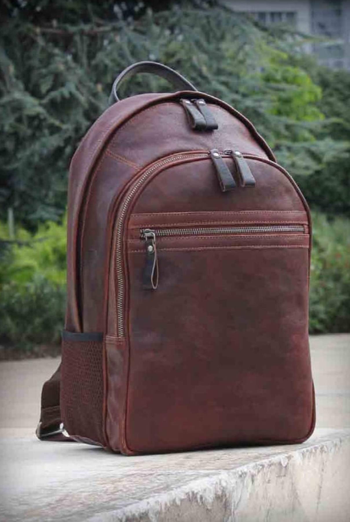 Ashwood Rucksacks 4555 zaino marrone chiaro in pelle con porta tablet