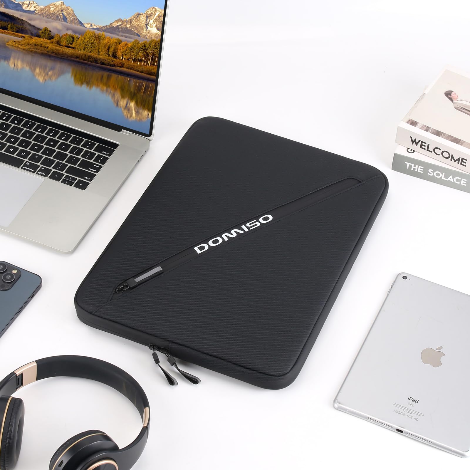 Domiso Laptop Sleeve 17,3 pollici custodia nera impermeabile